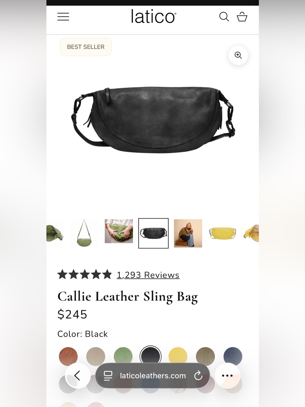 Latico Black Full-Grain Leather Callie Sling Crossbody - EUC - Picture 7 of 16